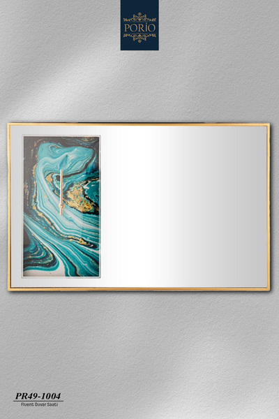 Porio Fluent Gold Dekoratif Aynalı 60*40 cm Duvar Saati PR49-1004
