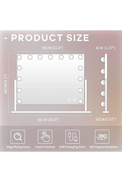 Hansong Oglinda cu difuzor Bluetooth, temperatura reglabila, butoane cu touch si port USB, rotativa