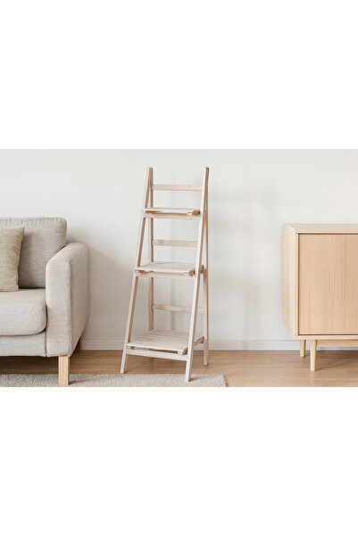 Selgot Raft tip scară cu 3 rafturi, alb, dimensiuni 42 x 39 x 109 cm