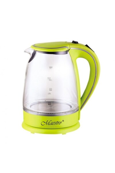 Maestro Fierbător electric, sticlă/plastic, 2000 W, 1,7 L, verde/transparent