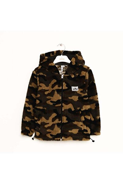 NANİCA Haki Boy's Hooded Plush Coat 1-5 Years Old