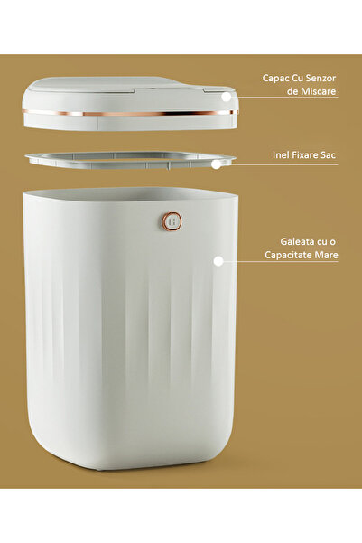 Gadgetry White Automatic Sensor Trash Can with LED, anti-odor lid, white, 24L