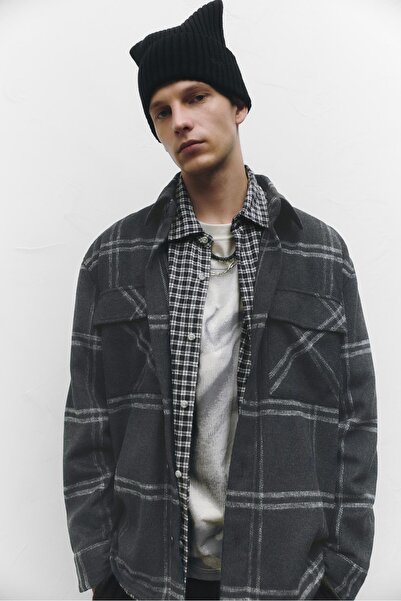 Pull & Bear Kareli ince ceket