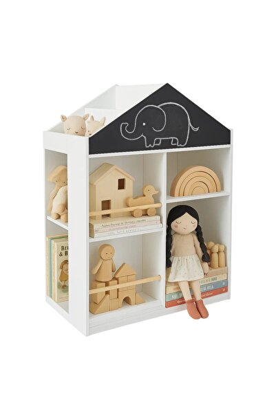 GINGER HOME Dulap organizator pentru carti si jucarii tip casuta Montessori Alb cu 6 compartimente s