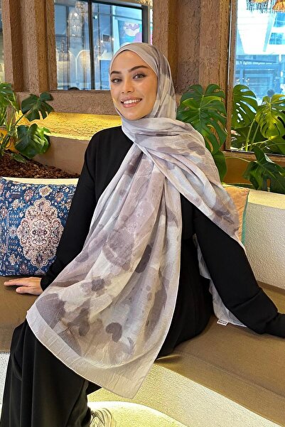 lamelif Flora Garden Pattern Bamboo Shawl Silver Gray