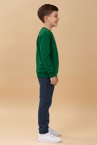 Perendi Boy's Crew Neck Embroidered Winter Suit - Green