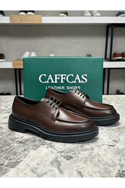 Caffcas Hakiki Deri Kahverengi Oxford Günlük Erkek Ayakkabı 1445-21