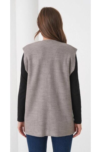 Fresh&Moda Women's Mother Plus Size Corded Fabric Wool Knitwear Vest