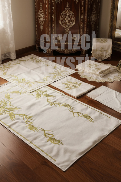 Çt Çeyizci Tekstil Fransız Dantelli 4 Parça Seccade Takımı