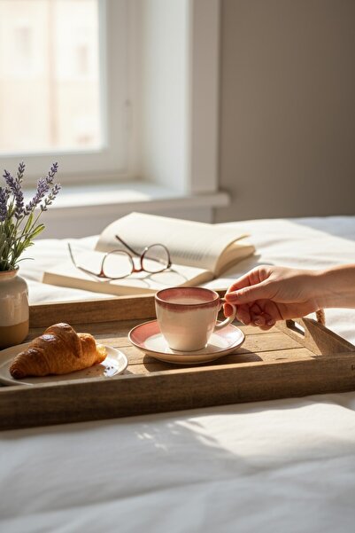 KÜTAHYA HOME Rustic Stoneware Set of 2 Porcelain Coffee Cups – Natural Texture