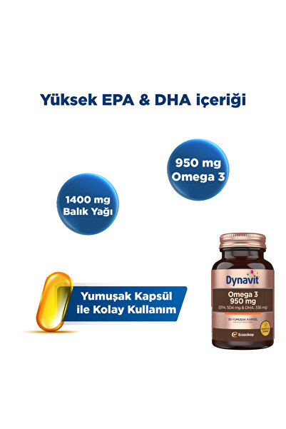 Dynavit Kids Portakal Balık Yağı 150 mL & Omega 3 950 mg 30 Yumuşak Kapsül - Aile Omega 3 Paketi