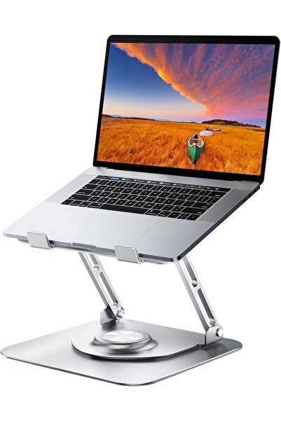 Generic حامل كمبيوتر محمول من OLIGE، قابل للتعديل بزاوية 360 درجة، قابل للطي، مريح، لأجهزة الكمبيوتر المحمولة مقاس 10-17 بوصة (فضي)