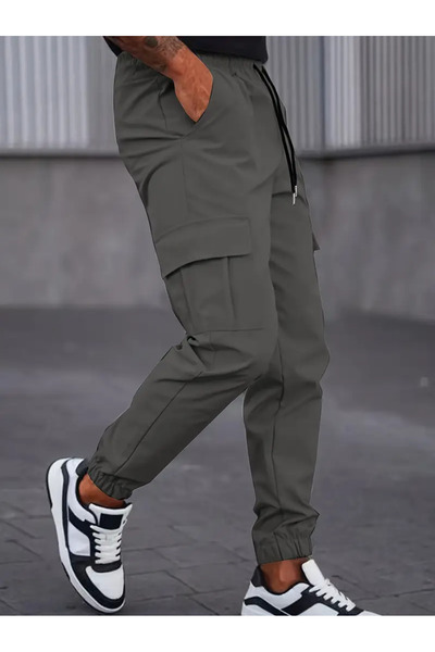 SERAZAT Cargo Pocket Pieces of Trousers, Cotton, Stretch Fabric Elasticated Legs