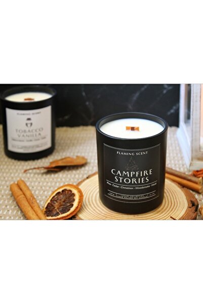 OEM Scented Soy Candle, Flaming Scent, Campfire Stories, wooden wick, 165 g, burn time 45 h