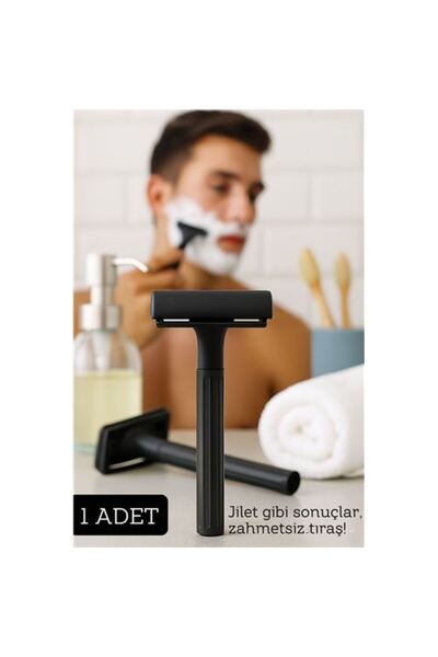 Skygo Şık Siyah Plastik Tıraş Aleti – Jilet Takılabilir, Ergonomik Saplı