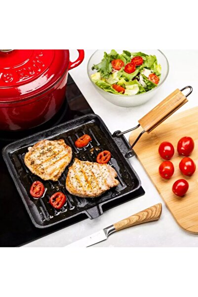 Kinghoff Чугунен тиган за скара, 24 x 24 см,