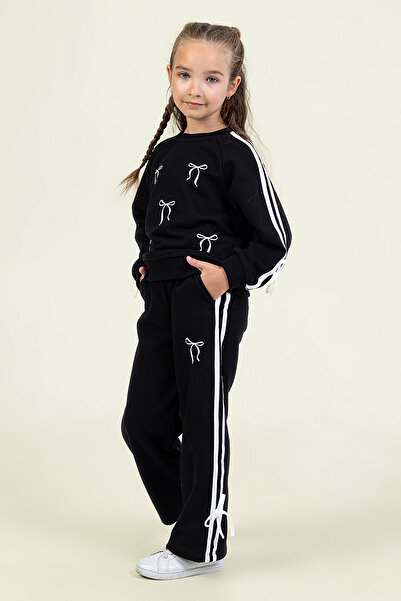 DMB BOYS & GIRLS Σετ αθλητική φόρμα για κορίτσια με μοτίβο φιόγκου με ρίγες στο πλάι και ελαστική μέση Άνετη εφαρμογή