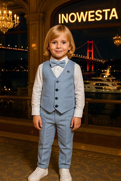 inowesta trend Costum pentru băieți cu vestă |   Cămașă-Vestă-Papion-Pantaloni |   4 piese Set
