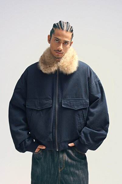 Bershka Suni kürk yakalı ceket