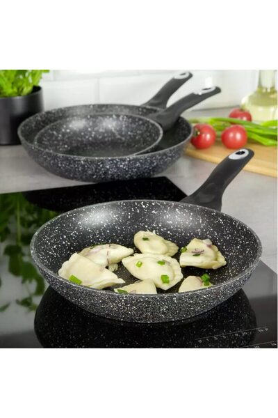 Klausberg Set 3 tigai marmorate, din aluminiu, negru, 28 / 24 / 20cm,