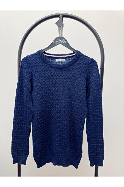Maldia Shop Women's Hair Knit Basic Navy Blue Knitwear Sweater