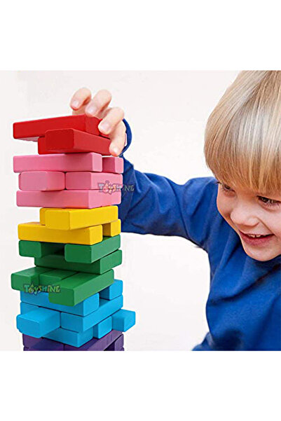 Webby 48-Piece Multi-Color Non-Toxic Wooden Building Blocks Set with Smooth Edges 7.5x2.5x1.5cm
