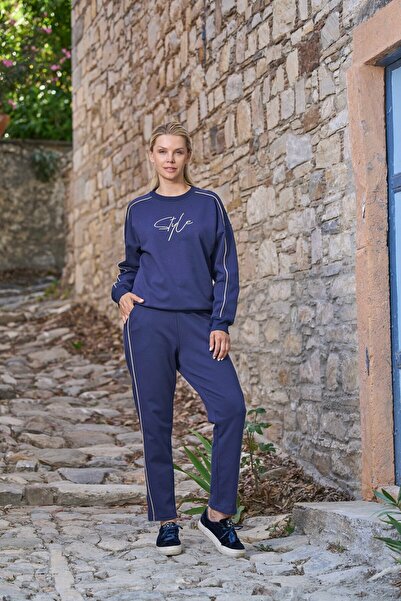 Cossy By Aqua Λεπτομέρεια εκτύπωσης Γυναικείο αθλητικό σετ 2 τεμαχίων CossybyAqua 26011 Navy Blue-40