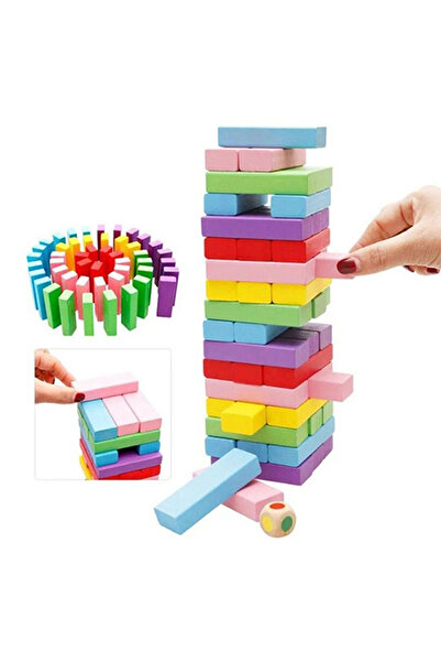 Webby 48-Piece Multi-Color Non-Toxic Wooden Building Blocks Set with Smooth Edges 7.5x2.5x1.5cm