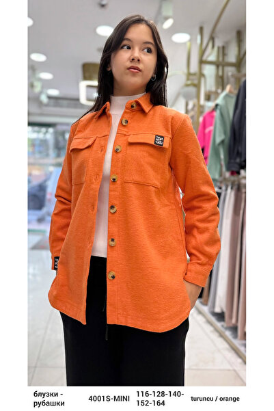 Minimoda Kids Kız Çocuk Cepli Armalı Kışlık Gömlek