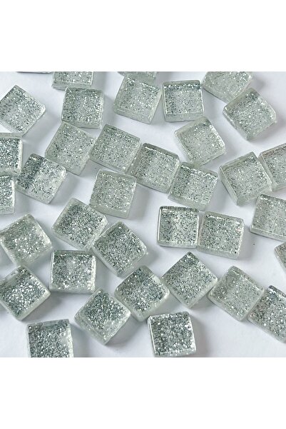 Choice23 50 قطعة من قطع الفسيفساء الفضية اللامعة، 1 سم، قطع فنية إبداعية متعد...