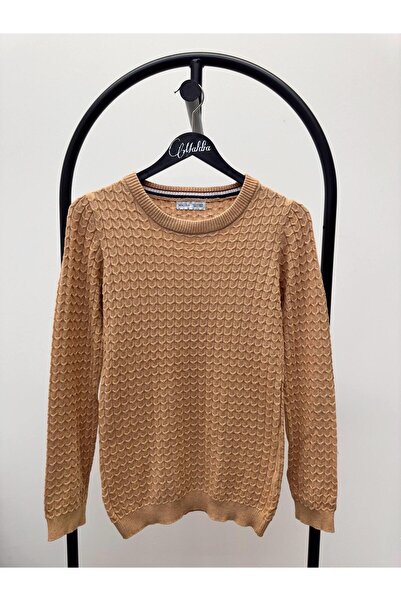 Maldia Shop Women's Hair Knit Basic Camel Knitwear Sweater