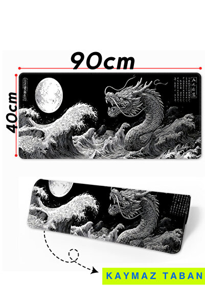 Rever Ejderha Desenli 90x40cm Mousepad Kaymaz Taban Gaming Oyuncu Mouse pad