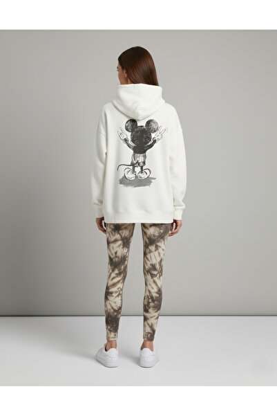 The Women's Loose Fit Backless Printed Oversized Hoody Sweatshirt - Modal Winter Hooded