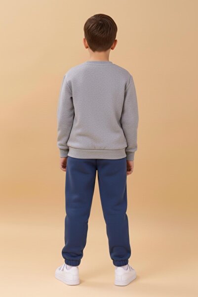 Perendi Erkek Çocuk Bisiklet Yaka Nakışlı Kışlık Takım - Gri