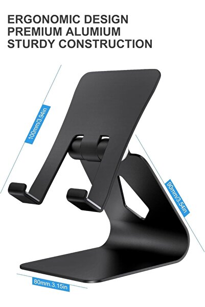 Generic OLIGE Desktop Cell Phone Stand, Adjustable Aluminum Mobile & Tablet Holder (Black)