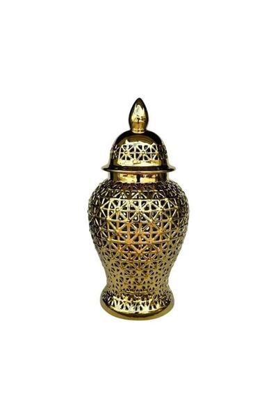 LAMEDORE Delikli Desen Gold Büyük Küp 40x40x86 cm