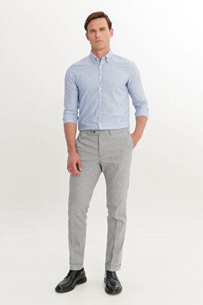 ALTINYILDIZ CLASSICS Cotton Slim Fit Slim Fit Side Pocket Diagonal Pattern Casual Trousers