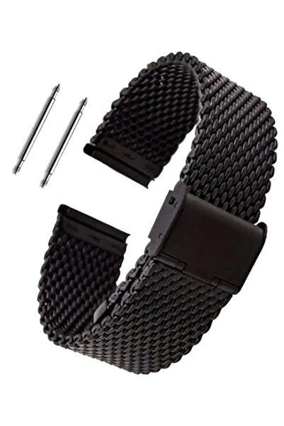 onlinekordon Classic 24mm Steel Black Thick Mesh Watch Band 46mm