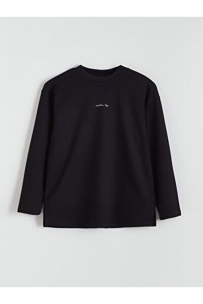 LC Waikiki Lcw Comfortblack Crew Neck Embroidered Women's Sweatshirt