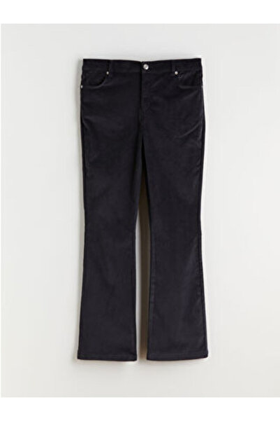 LC Waikiki M1 Season Navy Blue Dar Fit Flared K Velvet Women's Trousers