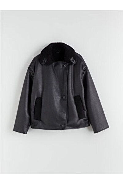 LC Waikiki XSIDEKahverengi Pelüş Biker Yaka Kadın Süet Mont