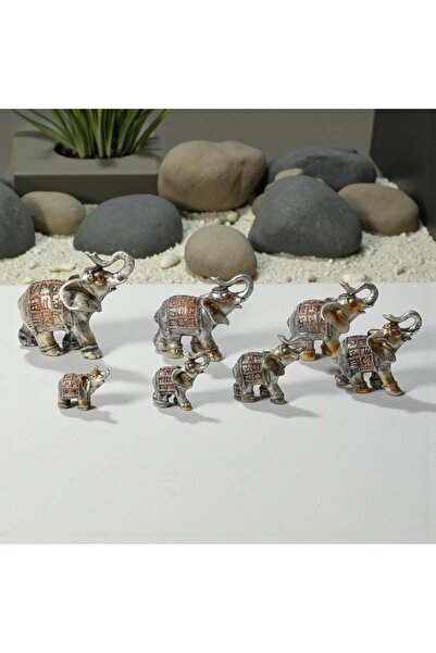 e-life shop Lüks Motif İşlemeli Feng Shui 7’li Şans Bereket Fil Heykeli Biblo...
