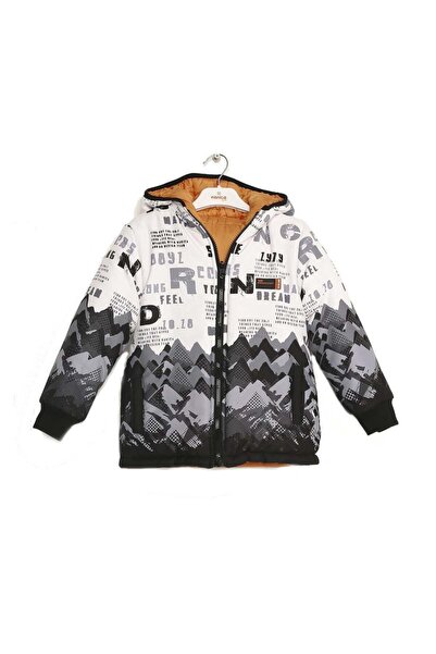 NANİCA White Black Boy's Double-Sided Hooded Coat 1-5 Years Old