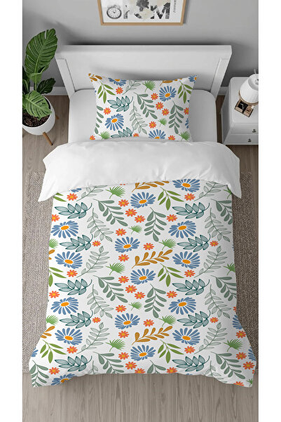 GREENDECOR Daisy Flower Leaf Patterned Digital Printed Special Design Single ...