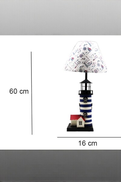 HEDİYE FİKRİ Metal Lighthouse Design Lampshade 60 cm X 16 cm – Decorative Table Lamp