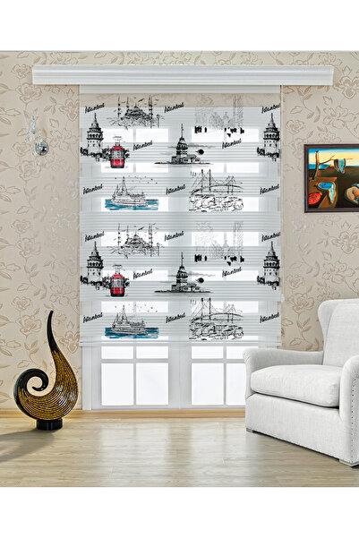 Genel Markalar Salon – İstanbul Boğazı ve Vapur Desenli Zebra Perde – YZN-436