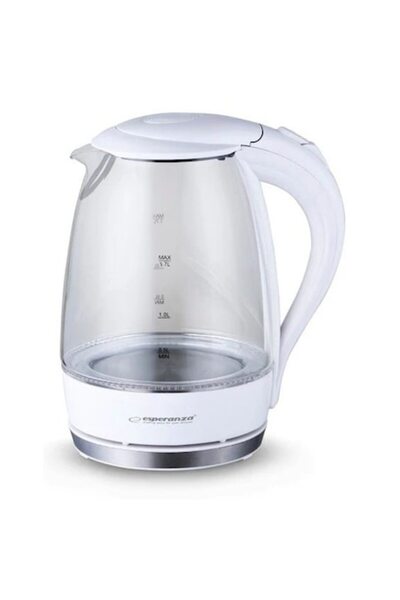 ESPERANZA Fierbător electric cu iluminare LED, sticlă, 1,7 l, alb
