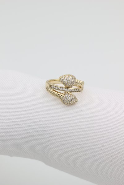 XUPING JEWELRY خاتم موديل على شكل ثعبان مرصع بأحجار الزركون من ستايل إنساي/شوبينغ للمجوهرات