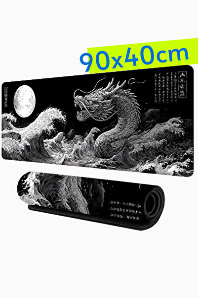 Rever Ejderha Desenli 90x40cm Mousepad Kaymaz Taban Gaming Oyuncu Mouse pad