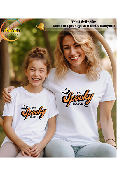 ASELİNDA White Crew Neck Spooky Printed T-Shirt (Add 2 Items to Create a Combination)